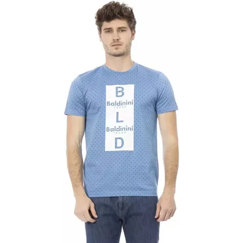 Elegantes hellblaues Baumwoll-T-Shirt , Herren, Größe: M - Baldinini - Modalova