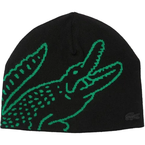 Crocodile Embroidered Wool Beanie Hat , unisex, Sizes: ONE SIZE - Lacoste - Modalova