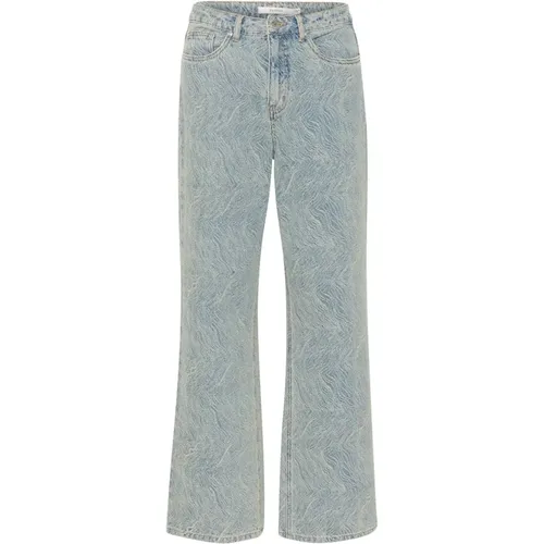 Wide Leg Denim Jeans /White Marble , female, Sizes: W27, W28 - Gestuz - Modalova