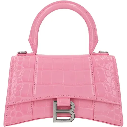 Crocodile Print Leather Handbag in Bright , female, Sizes: ONE SIZE - Balenciaga - Modalova