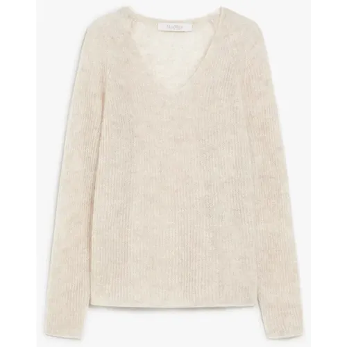 Gerippter Mohair-Pullover mit Raglanärmeln , Damen, Größe: 3XS - Max Mara - Modalova