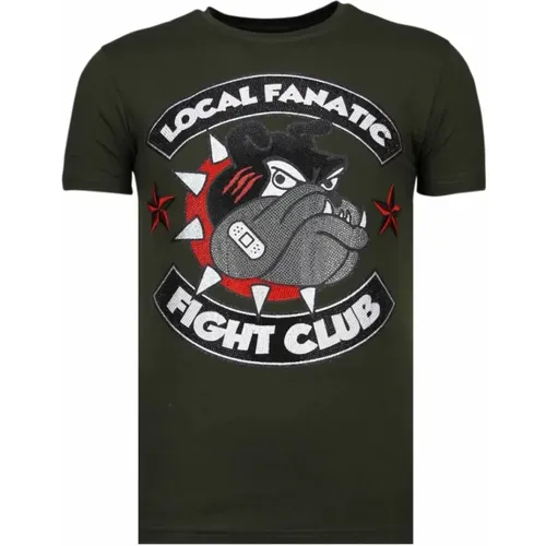 Fight Club Spike Rhinestone - Herren T-Shirt - 13-6230K , Herren, Größe: L - Local Fanatic - Modalova