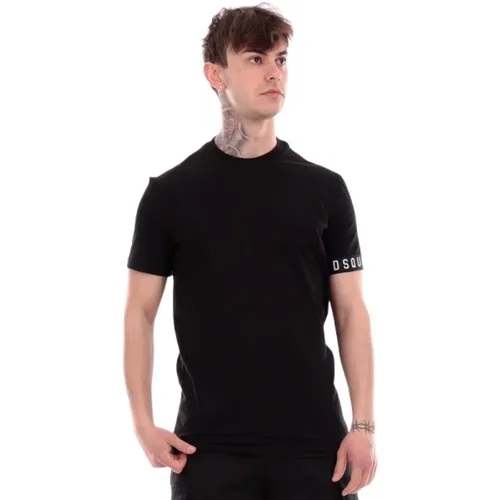Icon Schwarzes Halbarm T-Shirt , Herren, Größe: M - Dsquared2 - Modalova