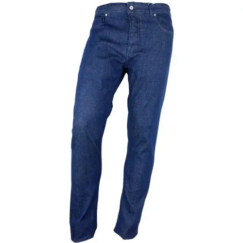 Dunkelblaue Denim-Jeans mit Patch - Aquascutum - Modalova