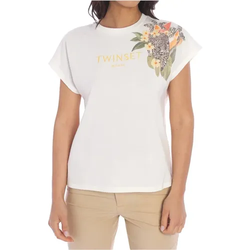 Printed Logo T-Shirt , female, Sizes: L, S, XS - Twinset - Modalova