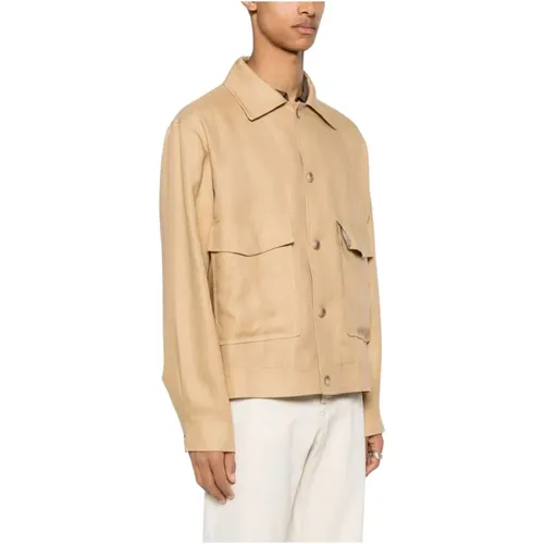 Linen Jacket with Flap Pockets , male, Sizes: L, XL - Tagliatore - Modalova