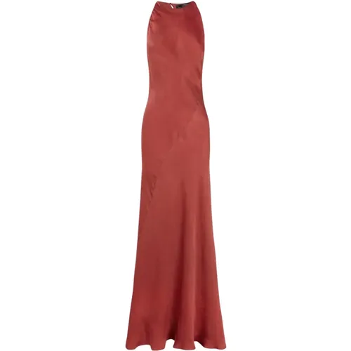 Rotes Cupro Langes Kleid , Damen, Größe: L - Cortana - Modalova