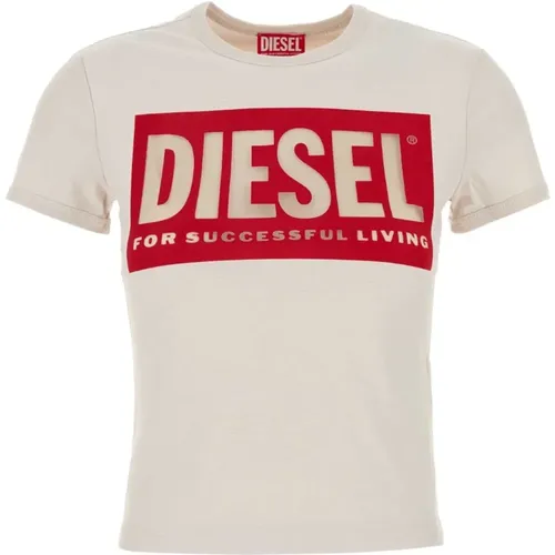 Baumwoll-T-Shirt in Elfenbein,Stilvolle T-Shirts und Polos - Diesel - Modalova