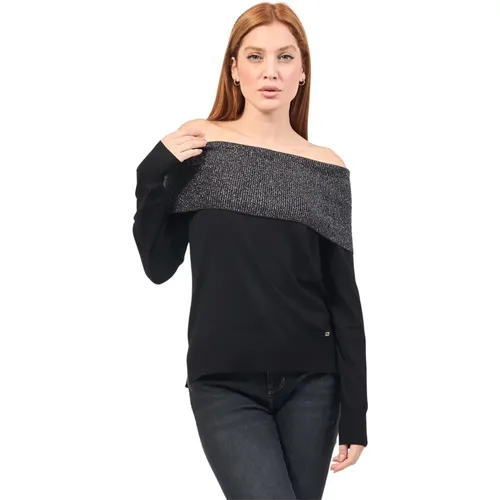 Schwarzer Off-Shoulder Pullover , Damen, Größe: L - Gaudi - Modalova