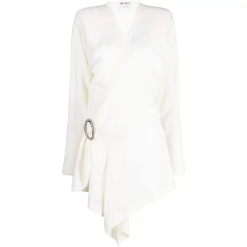 Ivory Wool Hurley Wrap Mini Kleid - The Attico - Modalova