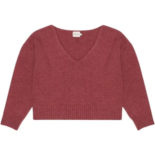 Weicher V-Ausschnitt Pullover Gerösteter Karamell , Damen, Größe: L - The New Society - Modalova