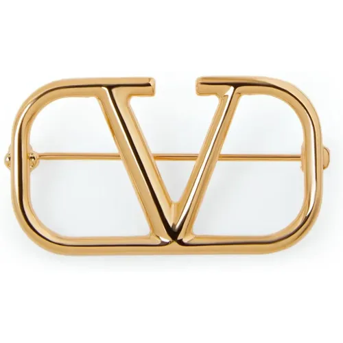 Golden VLogo Signature Brooch , female, Sizes: ONE SIZE - Valentino Garavani - Modalova