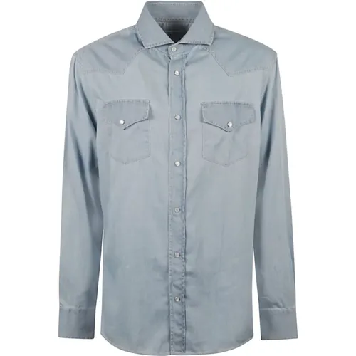 Stylish Button-Up Denim Shirt , male, Sizes: M, L, XL - BRUNELLO CUCINELLI - Modalova
