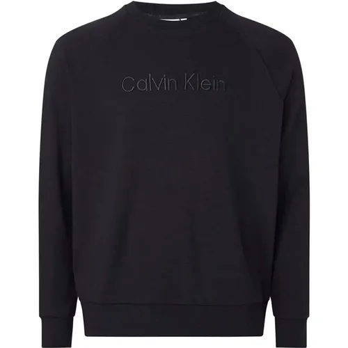 Schwarzer Sweatshirt mit Besticktem Logo für Herren , Herren, Größe: M - Calvin Klein - Modalova