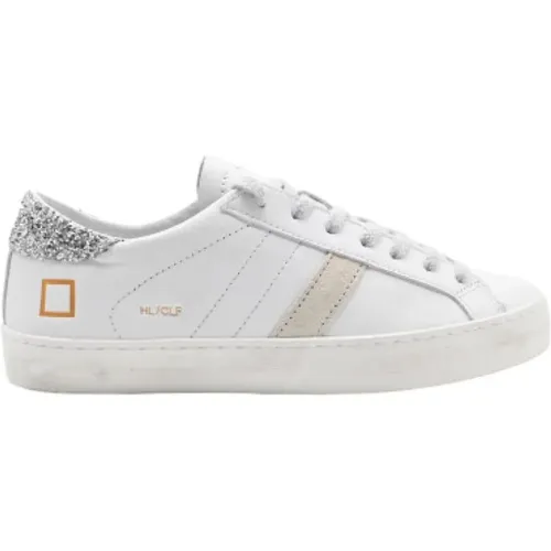 Niedrige Kalb Weiß-Silber Sneakers , Damen, Größe: 40 EU - D.A.T.E. - Modalova