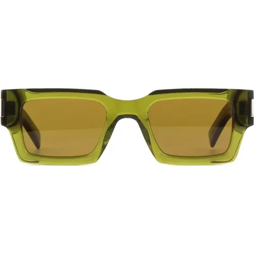 Grüne Quadratische Sonnenbrille Unisex , unisex, Größe: 50 MM - Saint Laurent - Modalova