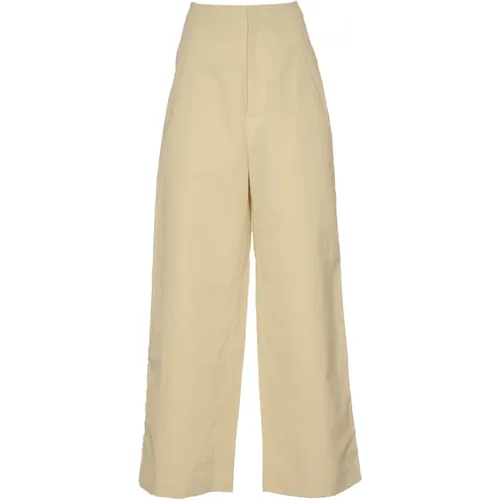 Cream Trousers Pantalone , female, Sizes: M - Roberto Collina - Modalova