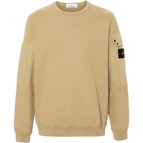 Beiger Pullover mit Klappentasche,Crewneck Sweatshirt - Stone Island - Modalova