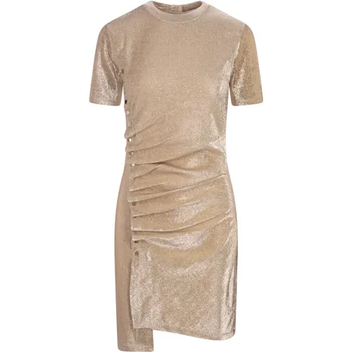 Golden Lurex Short Dress Draped , female, Sizes: 2XS, S - Paco Rabanne - Modalova