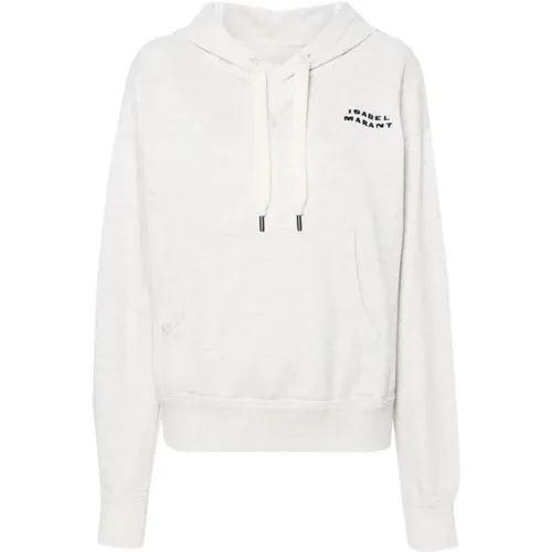 Ecru Hooded Sweatshirt with Logo Embroidery , female, Sizes: S, 2XS - Isabel marant - Modalova