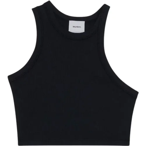 Asymmetrisches Tank Top Crop Schwarz , Damen, Größe: M - HALFBOY - Modalova