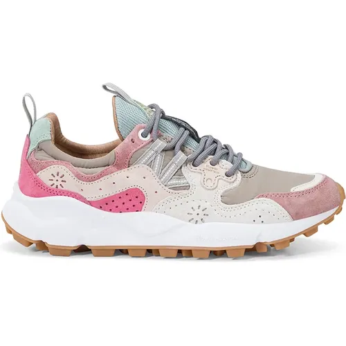 Panel Design Sneakers in Beige and Pink , female, Sizes: 3 UK - Flower Mountain - Modalova