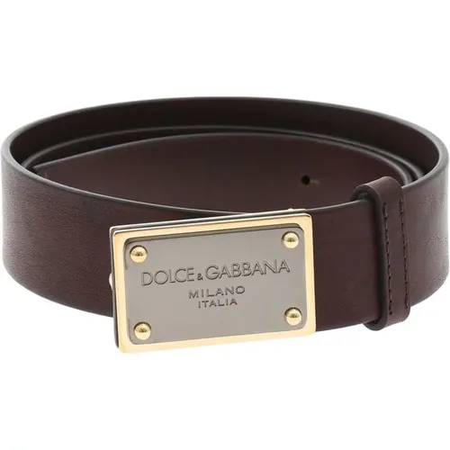 Logo-Platten-Gürtel , Herren, Größe: 85 CM - Dolce & Gabbana - Modalova