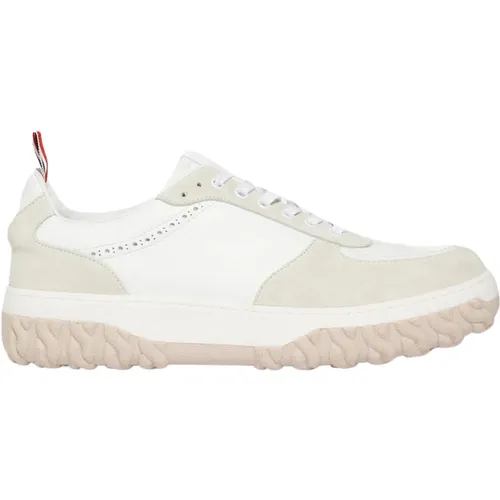 White Letterman Sneakers with Cable Knit Sole , male, Sizes: 7 UK, 6 1/2 UK, 8 1/2 UK, 6 UK, 7 1/2 UK - Thom Browne - Modalova