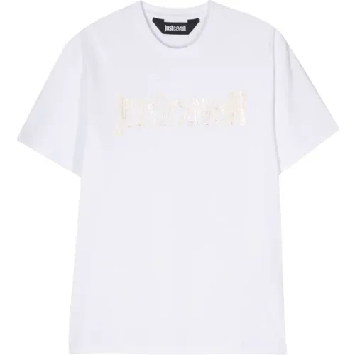 Weißes Logo T-Shirt , Herren, Größe: S - Just Cavalli - Modalova