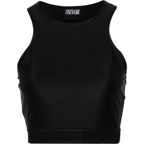 Schwarzes Logo Crop Top , Damen, Größe: XS - Versace Jeans Couture - Modalova