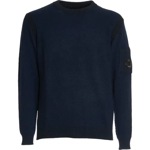 Blaue Strickware Crewneck Aw24 , Herren, Größe: L - C.P. Company - Modalova