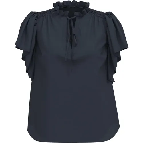 Feminine Rüschen Top Bluse Ink , Damen, Größe: L - Co'Couture - Modalova