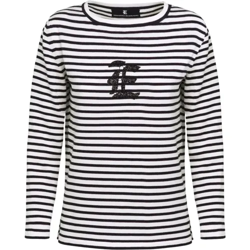 Gestreiftes Gothic Monogramm Jersey Shirt , Damen, Größe: M - Ermanno Scervino - Modalova