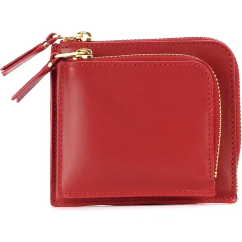 Rote Leder-Geldbörse mit Außentasche - Comme des Garçons - Modalova