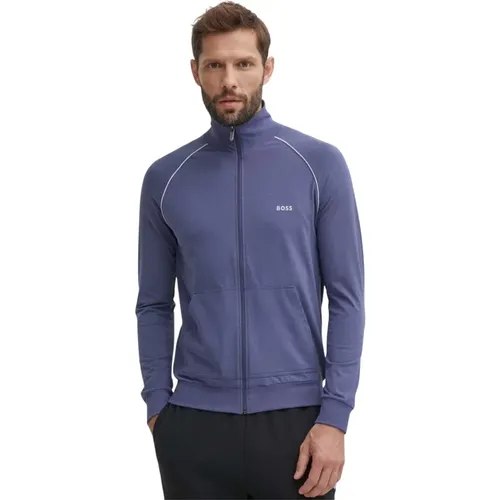 Stretch Baumwoll Reißverschluss Jacke - Blau - Hugo Boss - Modalova