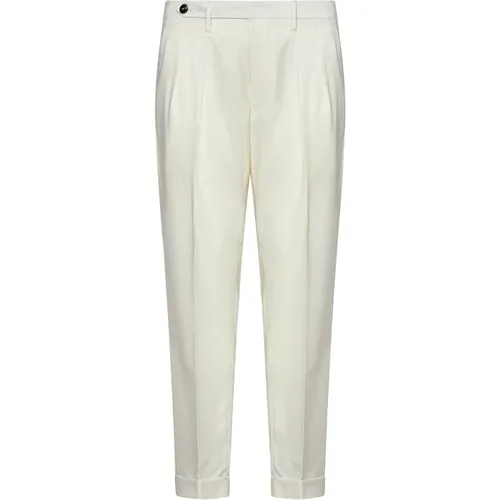 Slim-fit cream-colored wool trousers , male, Sizes: W38, W33, W32, W34, W36 - Michael Coal - Modalova