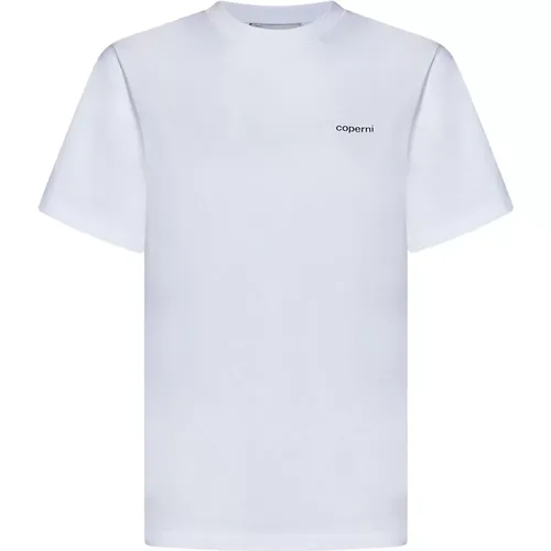 Weiße Gerippte T-Shirts und Polos mit Schwarzem Logo-Druck , Damen, Größe: S - Coperni - Modalova