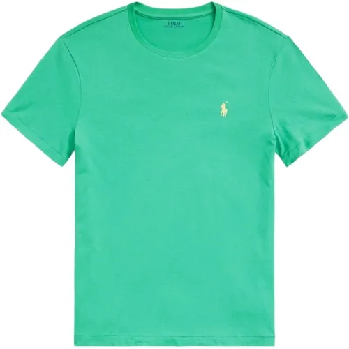 Grünes T-Shirt mit Rundhalsausschnitt und Gesticktem Pony , Herren, Größe: M - Polo Ralph Lauren - Modalova