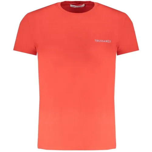 Rotes Baumwoll-Logo-Print-T-Shirt - Trussardi - Modalova