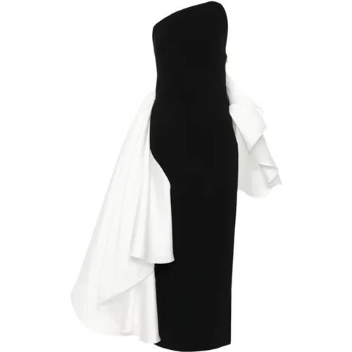 Schwarzes Asymmetrisches Trägerloses Kleid , Damen, Größe: S - Solace London - Modalova