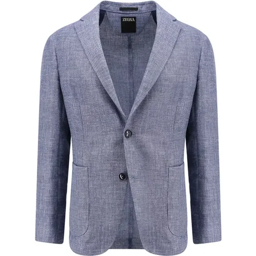 Linen Cotton Blazer Classic Style , male, Sizes: L, M - Ermenegildo Zegna - Modalova