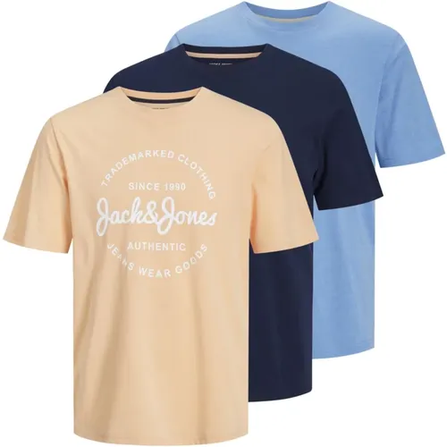 Wald Print T-Shirt 3er Pack , Herren, Größe: L - jack & jones - Modalova