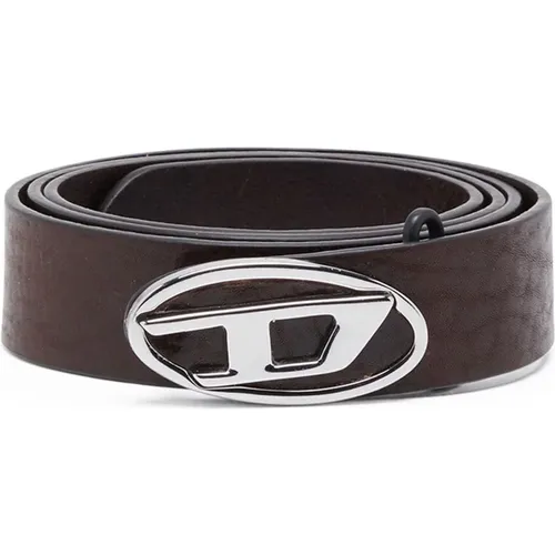 Reversible leather belt with Oval D logo , male, Sizes: 75 CM, 90 CM, 85 CM, 80 CM - Diesel - Modalova