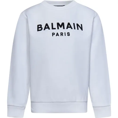 Weißes Baumwoll-Sweatshirt für Jungen mit Logo-Print - Balmain - Modalova