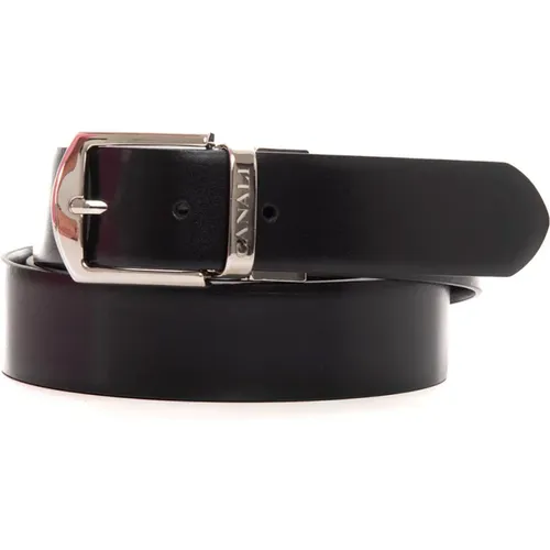Reversible Leather Belt with Silver Buckle , male, Sizes: 90 CM - Canali - Modalova