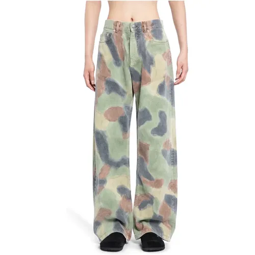 Camo Militär Graue Lockere Hose , Herren, Größe: W32 - Palm Angels - Modalova