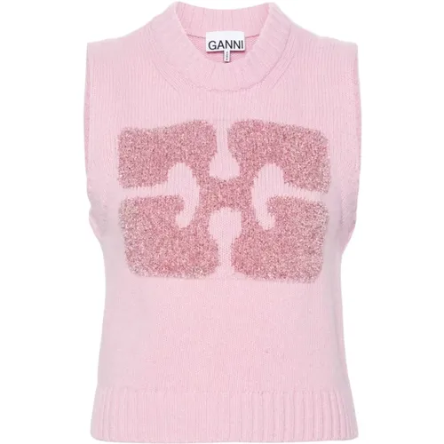 Lilac Glitter Sweater , female, Sizes: M, S, L, XS - Ganni - Modalova