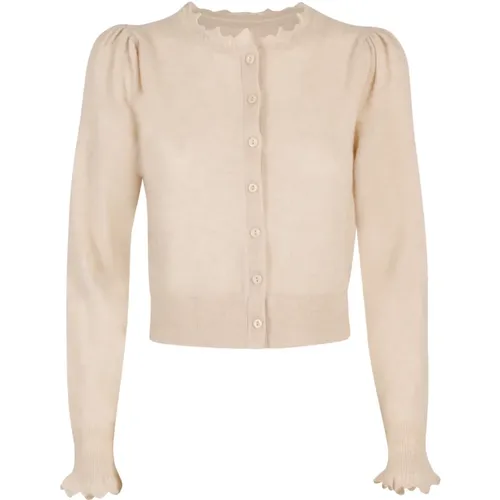 Ivory Cashmere Cardigan with Ruffles , female, Sizes: M - Ulla Johnson - Modalova