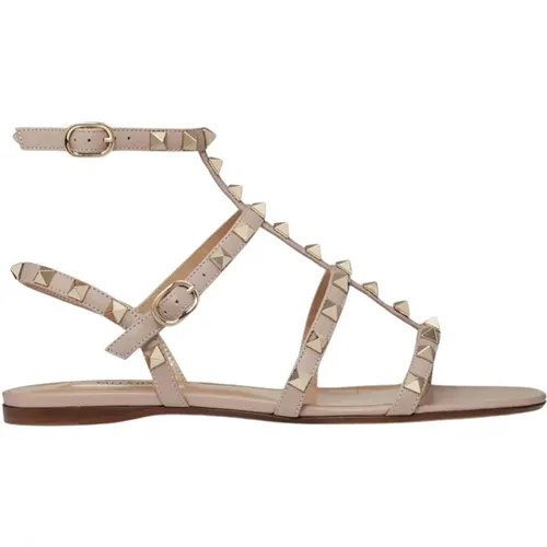 Studded Leather Flat Sandals , female, Sizes: 3 1/2 UK - Valentino Garavani - Modalova