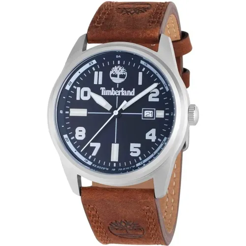 Blue Leather Quartz Watch , male, Sizes: ONE SIZE - Timberland - Modalova